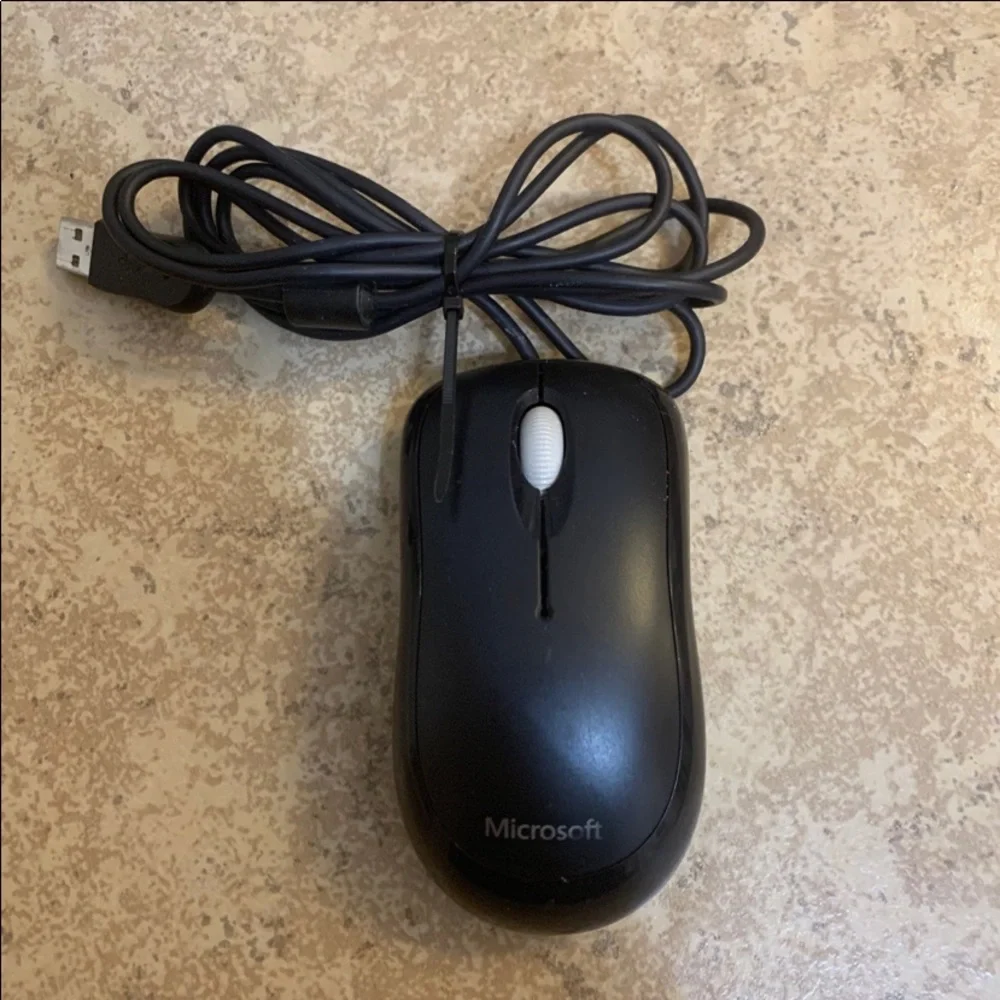 Black Microsoft Wired Basic Optical Mouse